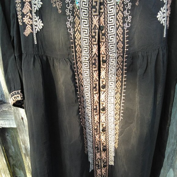 Johnny Was Dress Duster Cover up black embroidered - Picture 7 of 12